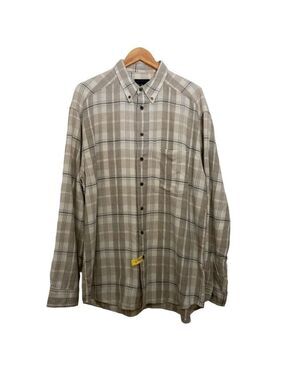 Vintage McNeal shirt button down plaid neutral beige white 100% cotton Large